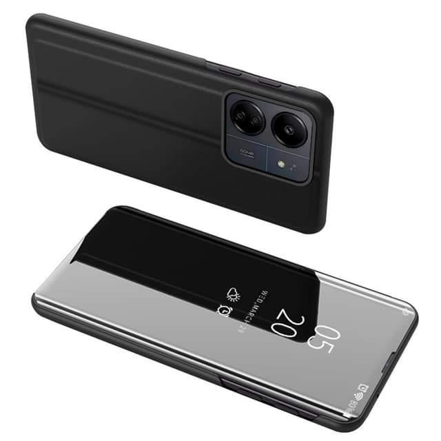 SKALO Xiaomi Redmi 13C 4G Clear View Spegel fodral - Svart
