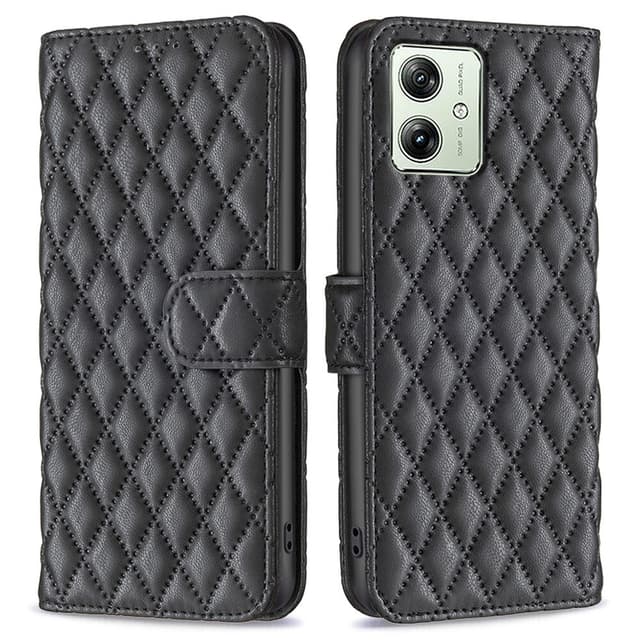 SKALO Motorola Moto G54 5G BINFEN COLOR Quiltat Plånbok - Svart