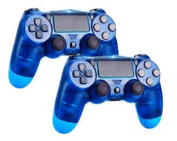 2-pack Trådløs håndkontroll til PS4, Blå/Transparent