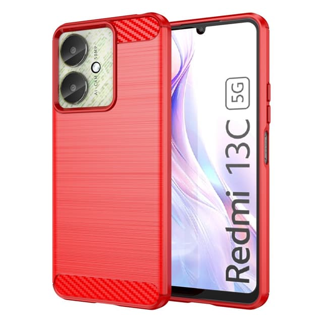 SKALO Xiaomi Redmi 13C 4G Armor Carbon Iskunkestävä TPU suojakuori - Punainen