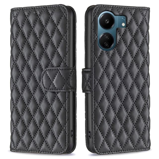 SKALO Xiaomi Redmi 13C 4G BINFEN COLOR Quiltat Plånbok - Svart