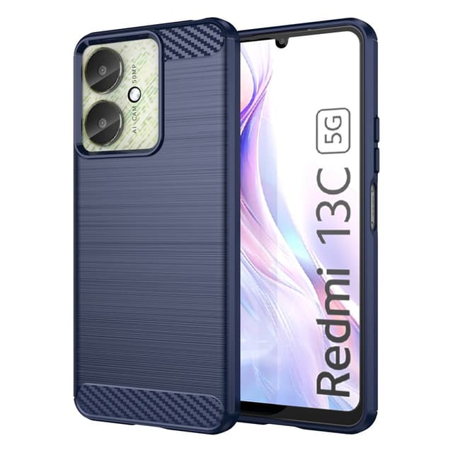 SKALO Xiaomi Redmi 13C 4G Armor Carbon Stødsikker TPU-cover - Blå