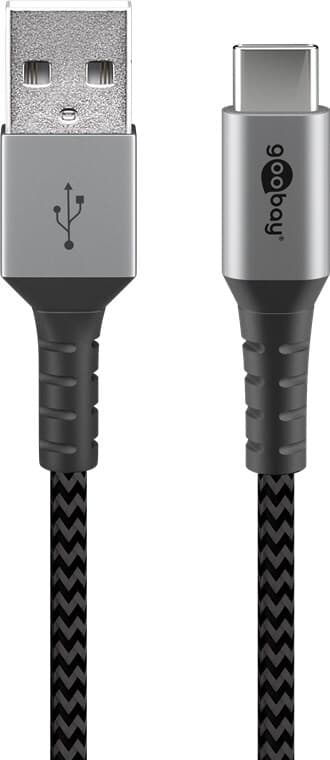 USB-C™ til USB-A tekstilkabel med metalstik 1 m