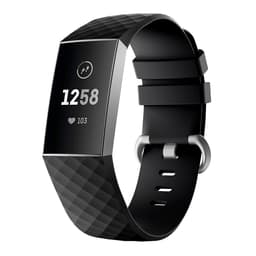 Fitbit Charge 3/4 armbånd silikone Sort/Sølv (L)
