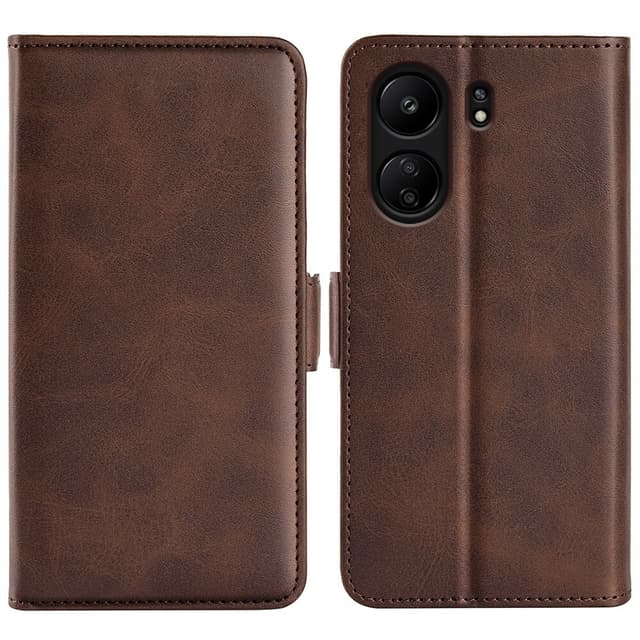 SKALO Xiaomi Redmi 13C 4G Premium Wallet Flip Cover - Brun