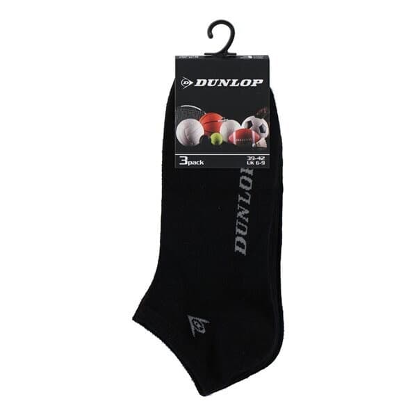 Dunlop Tennissukat 3-paria 39-42 - Musta