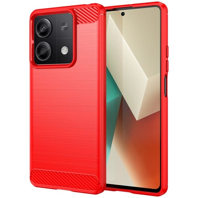 SKALO Xiaomi Redmi Note 13 5G Armor Carbon Stöttåligt TPU-skal - Röd