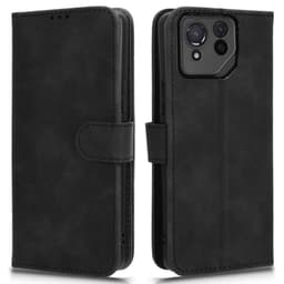 SKALO Asus ROG Phone 8 5G Matt PU Nahka lompakkokotelo - Musta