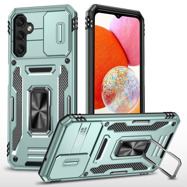 SKALO Samsung A15 4G Armor Hybrid Metallring Kameraslider - Grön