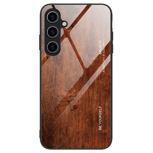 SKALO Samsung A15 5G Wood hærdet glas TPU Cover - Brun