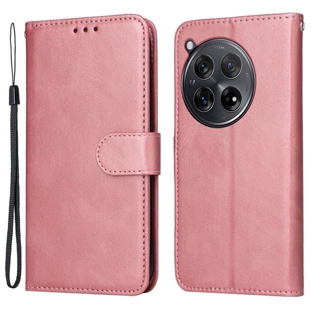 SKALO OnePlus 12R 5G PU-nahkainen Lompakkokotelo - Pinkki