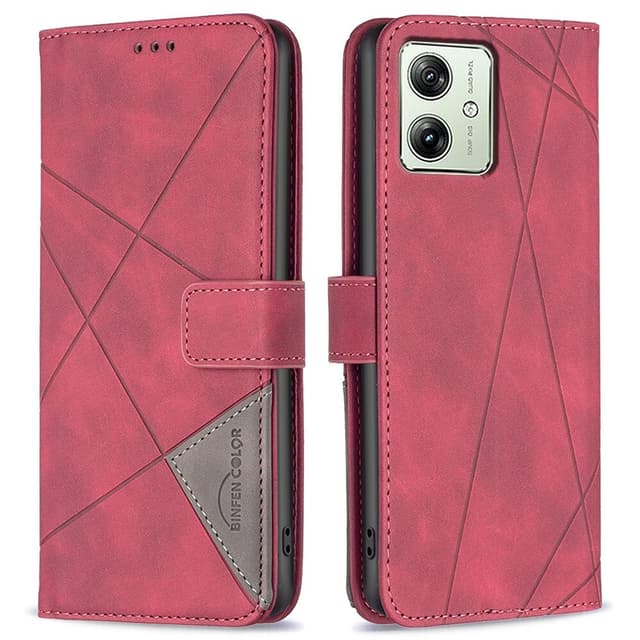 Motorola Moto G54 5G BINFEN COLOR Embossed Plånboksfodral - Röd