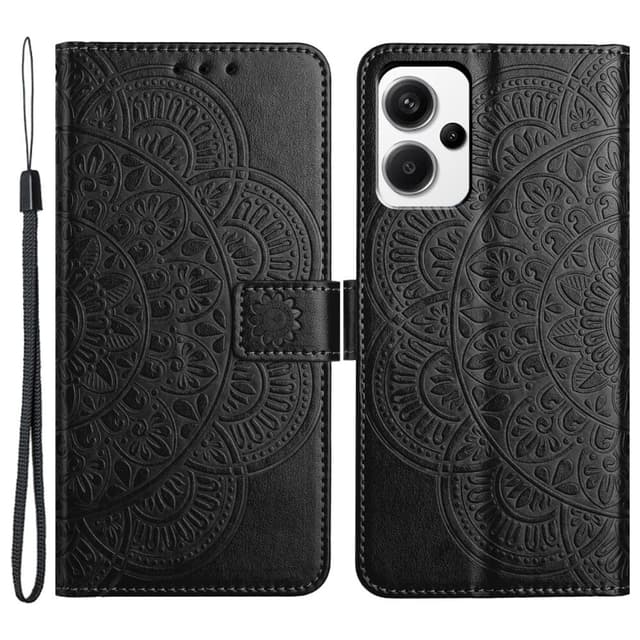 SKALO Xiaomi Redmi Note 13 Pro+ Mandala Flip Cover - Sort