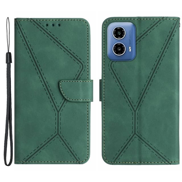 SKALO Motorola Moto G04 Embossed Plånboksfodral i PU-Läder - Grön