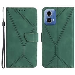 SKALO Motorola Moto G04 Embossed Plånboksfodral i PU-Läder - Grön