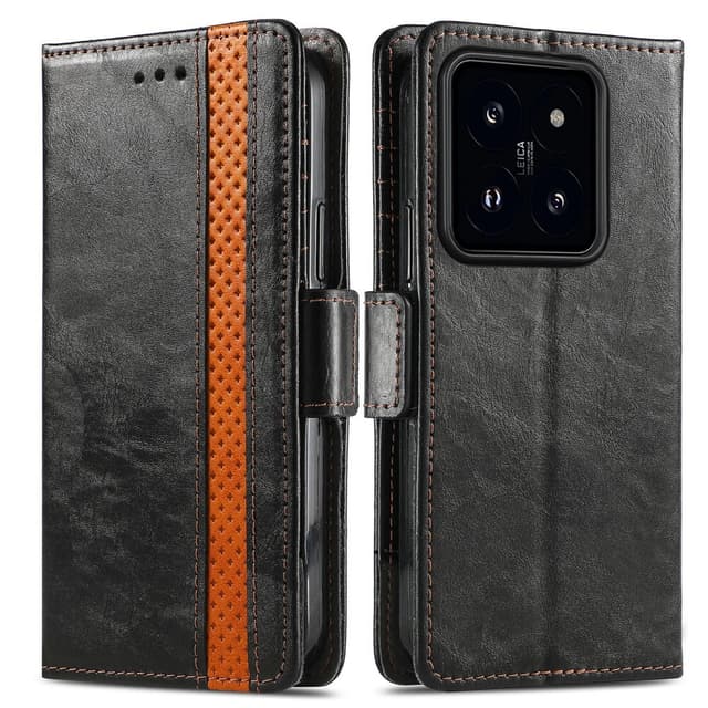 SKALO Xiaomi 14 5G CASENEO 002 Series Premium PU-nahkalompakko - Musta