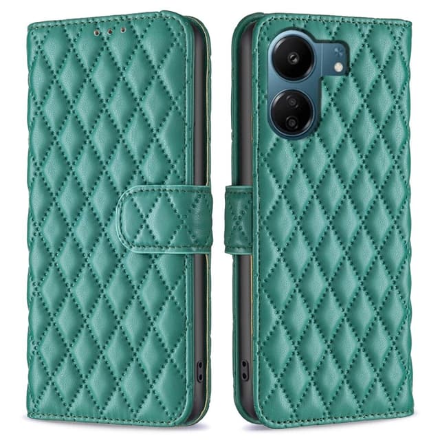 SKALO Xiaomi Redmi 13C 4G BINFEN COLOR Quiltat Plånbok - Grön