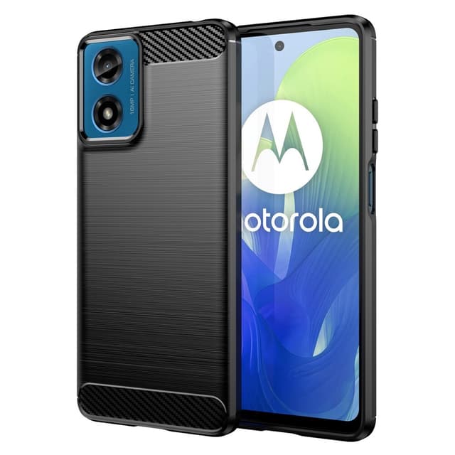 SKALO Motorola Moto G04 Armor Carbon Iskunkestävä TPU suojakuori - Musta
