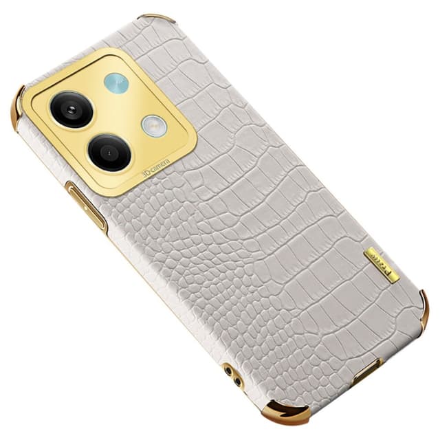 SKALO Xiaomi Redmi Note 13 5G Krokotiili Kultainen Reuna Kuori - Valkoinen