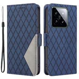 SKALO Xiaomi 14 5G Quiltat Plånboksfodral - Blå