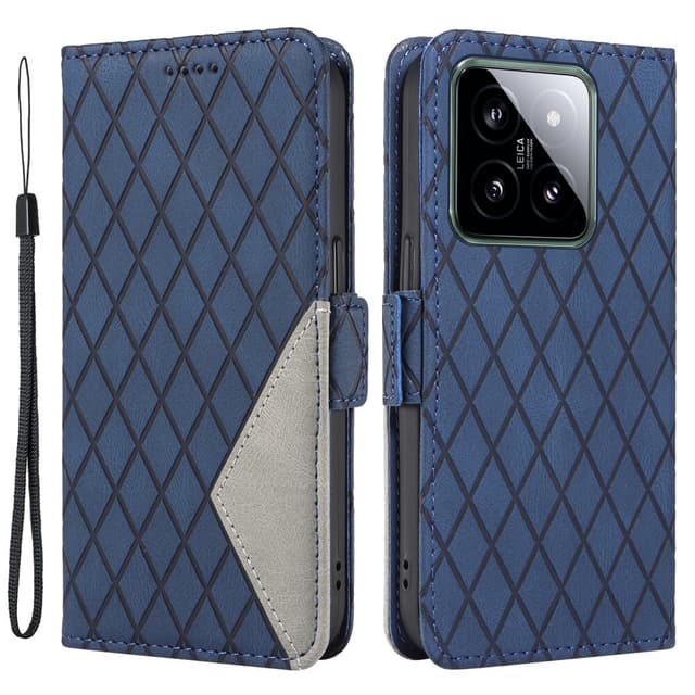 SKALO Xiaomi 14 5G Quiltat Plånboksfodral - Blå