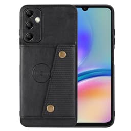 SKALO Samsung A15 5G PU-nahkainen Suojakuori Lompakolla - Musta