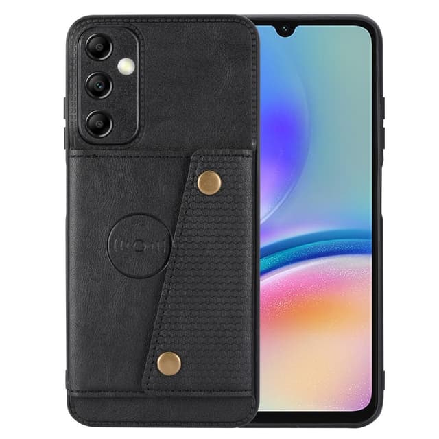 SKALO Samsung A15 5G PU-nahkainen Suojakuori Lompakolla - Musta
