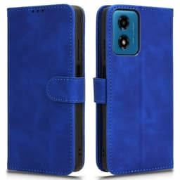 SKALO Motorola Moto G04 Matt PU Nahka lompakkokotelo - Sininen