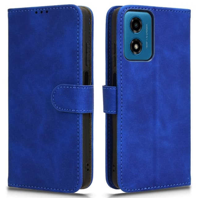 SKALO Motorola Moto G04 Matt PU Nahka lompakkokotelo - Sininen