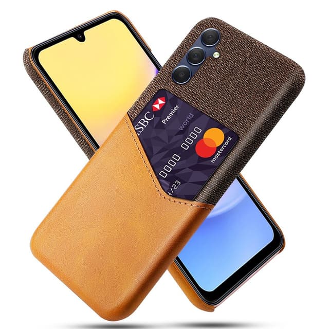 SKALO Samsung A15 5G Premium PU læder kortholder Cover - Brun