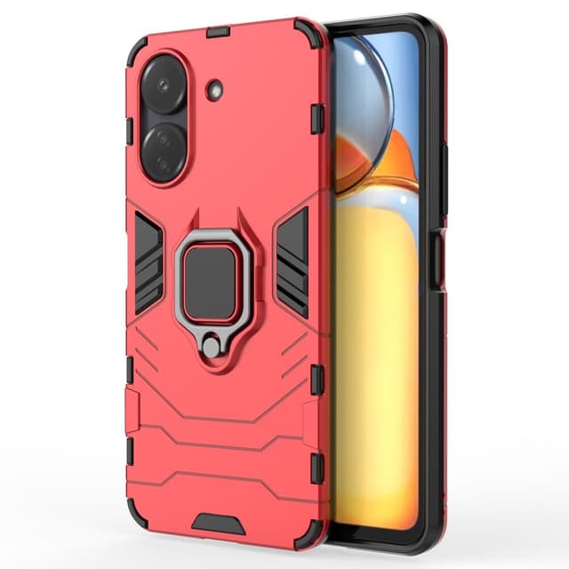 SKALO Xiaomi Redmi 13C 4G Armor Hybrid Metallring skal - Röd