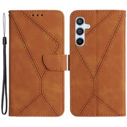 SKALO Samsung A15 4G PU læderpung med prægning - Brun