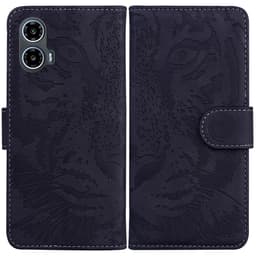 SKALO Motorola Moto G04 Embossed Tiger Plånbok - Svart