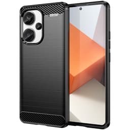 SKALO Xiaomi Redmi Note 13 Pro+ Armor Carbon Iskunkestävä TPU suojakuori - Musta