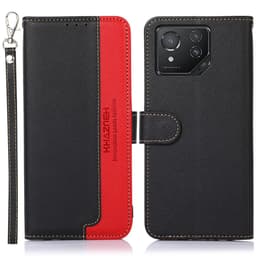 SKALO Asus ROG Phone 8 5G KHAZNEH Litchi Lompakkokotelo PU-nahasta - Musta