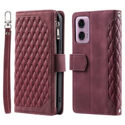 SKALO Motorola Moto G04 Big Wallet Quiltat Plånbok - Röd