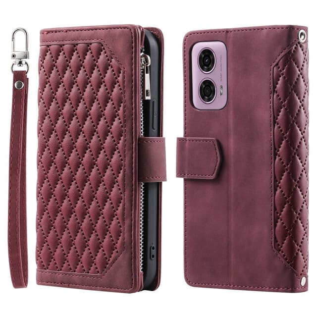 SKALO Motorola Moto G04 Big Wallet Quilted Flip Cover - Rød