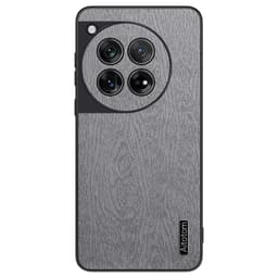 SKALO OnePlus 12 5G PU-nahka Hybridi Suojakuori - Harmaa