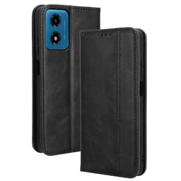 SKALO Motorola Moto G04 Kohokuvioitu Premium lompakkokotelo - Musta