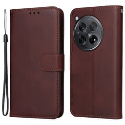 SKALO OnePlus 12R 5G PU-nahkainen Lompakkokotelo - Ruskea