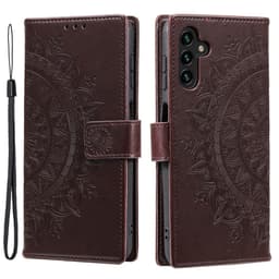 SKALO Samsung A25 5G Mandala lompakkokotelo - Ruskea