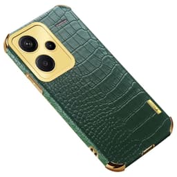 SKALO Xiaomi Redmi Note 13 Pro+ Krokotiili Kultainen Reuna Kuori - Vihreä