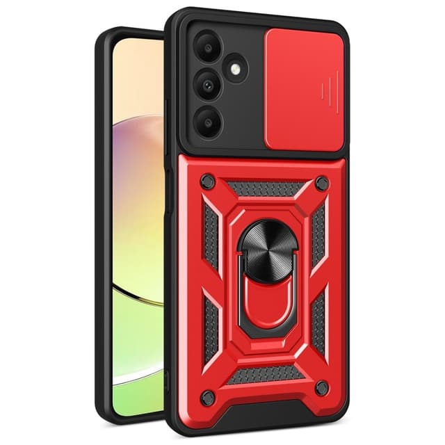 SKALO Samsung A15 5G Armor Hybrid Metal Ring Camera Slider - Rød