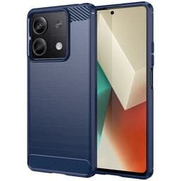 SKALO Xiaomi Redmi Note 13 5G Armor Carbon Iskunkestävä TPU suojakuori - Sininen