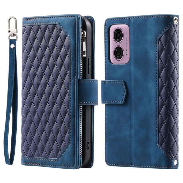 SKALO Motorola Moto G04 Big Wallet Quilted Flip Cover - Blå