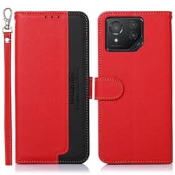 SKALO Asus ROG Phone 8 5G KHAZNEH Litchi Lompakkokotelo PU-nahasta - Punainen