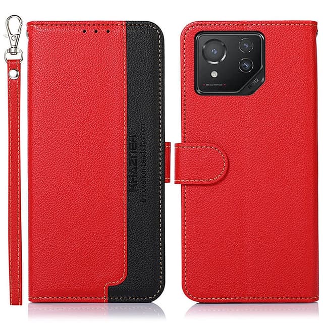 SKALO Asus ROG Phone 8 5G KHAZNEH Litchi Plånboksfodral i PU-Läder - Röd