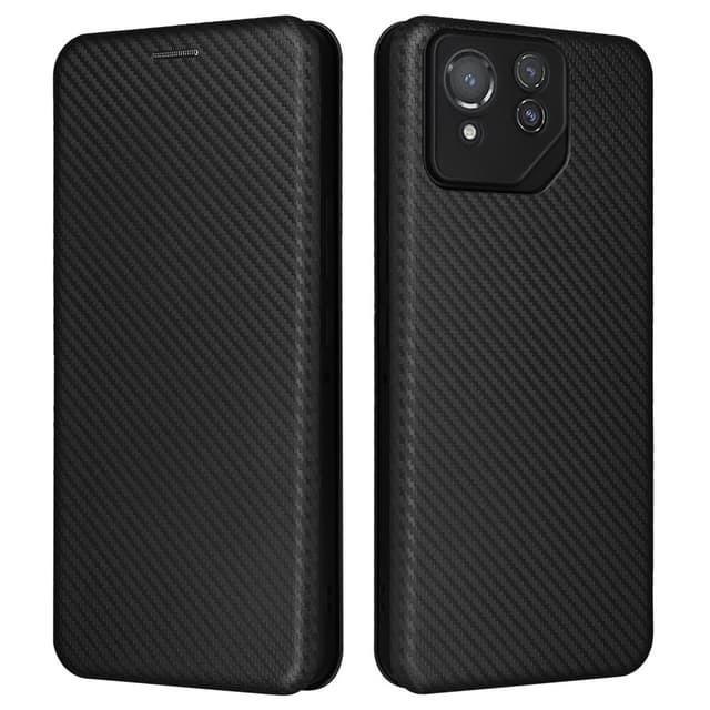 SKALO Asus ROG Phone 8 Pro 5G Carbon Fiber Lompakkokotelo - Musta
