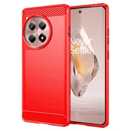 SKALO OnePlus 12R 5G Armor Carbon Stöttåligt TPU-skal - Röd