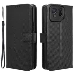 SKALO Asus ROG Phone 8 Pro 5G Premium Mini Rhombus Wallet Flip Cover - Sort